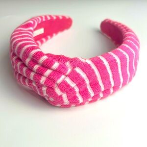 ANTHROPOLOGIE • Pink/White Stripe Terry Knotted Headband